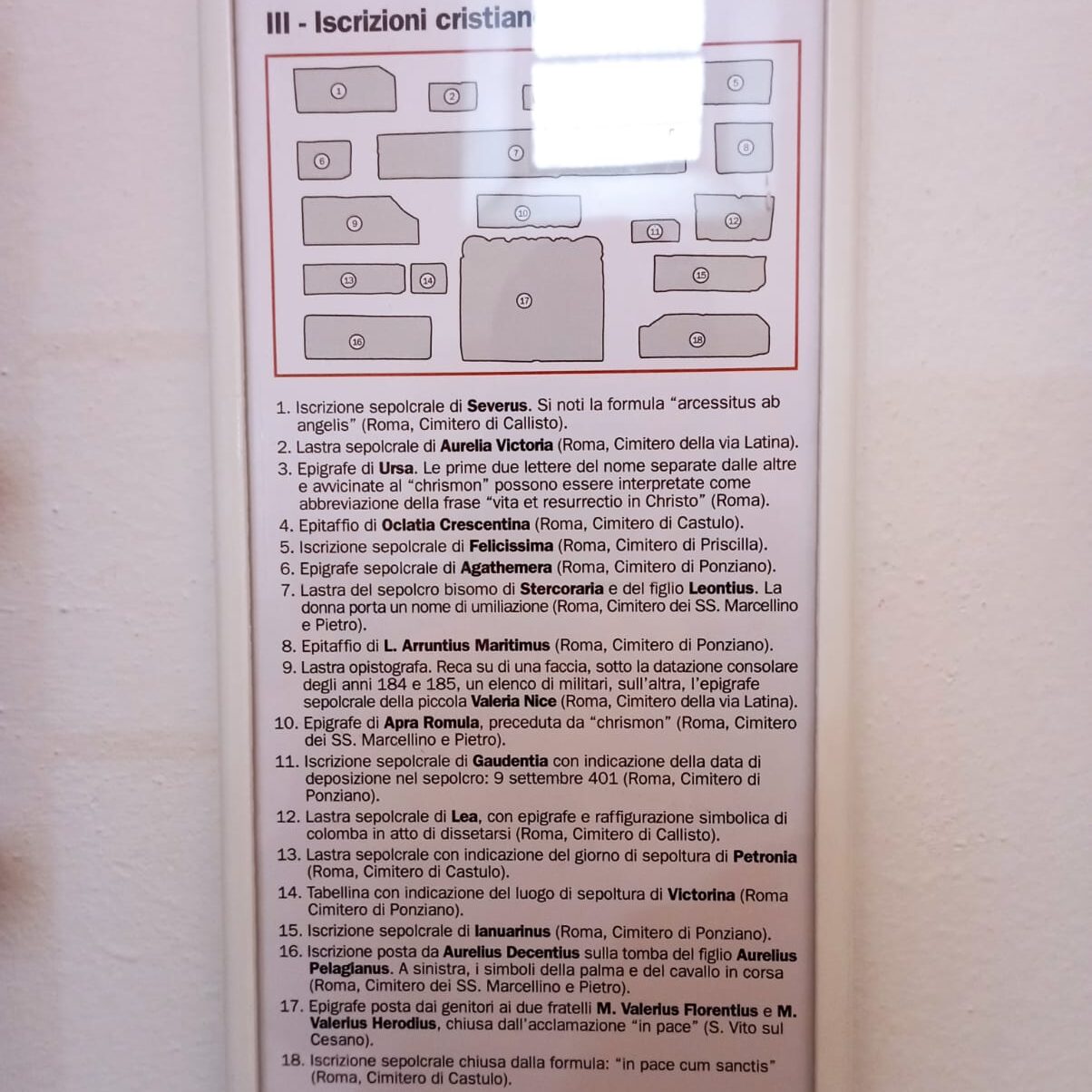 Epigrafe custodita nel Museo Lapidario di Urbino (IV secolo d.C)